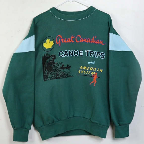 Vintage Other - Vintage Canadian Canoe  Outdoors American System Green Pullover Sweatshirt